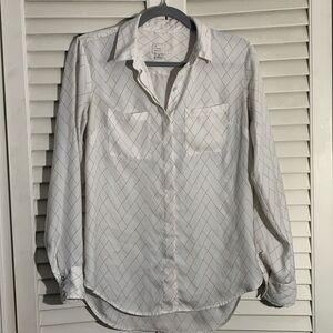 White pattern button down shirt